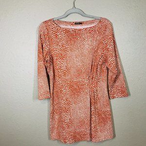 J. McLaughlin Animal Print Orange 3/4 Sleeve Ruched Waist Women Catalina Top